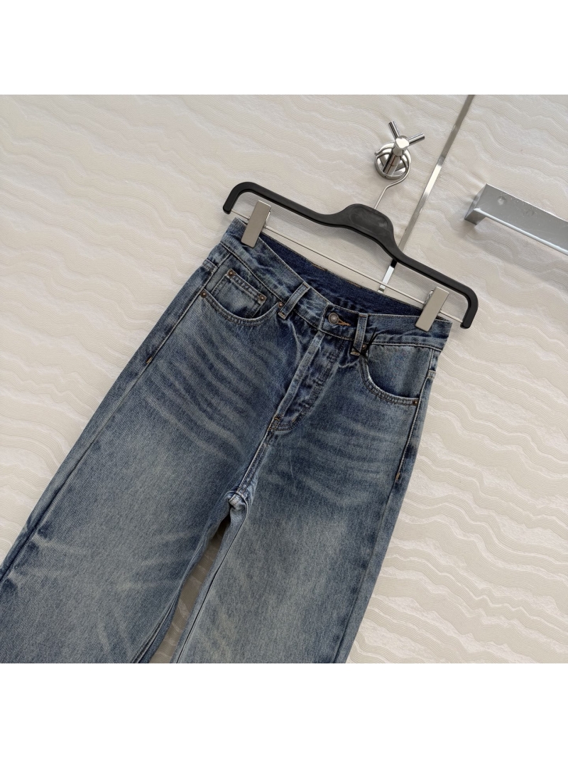 Celine Signature Vintage Distressed Straight-Leg Premium Denim Jeans