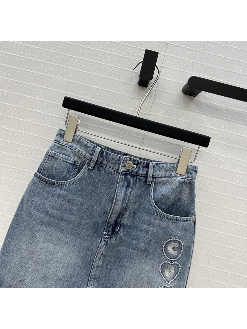 Chanel Exclusive Coco Beach Embroidered Denim Mini Skirt