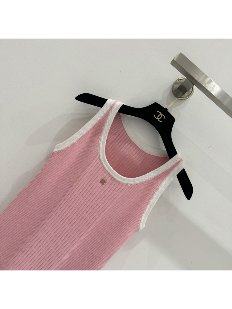 Chanel Pink Colorblock Knit Tank Top - Chic & Slimming