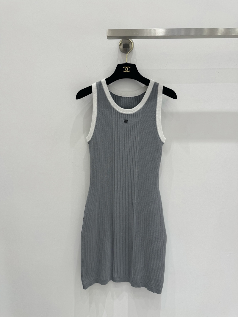 Chanel Grey Colorblock Knitted Vest Dress - Sleek & Chic
