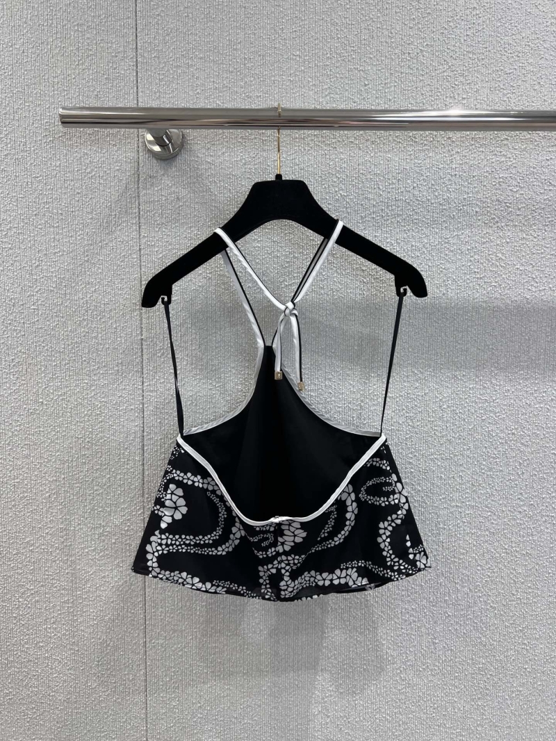 Chanel Black Floral Halter Tank Top - Luxe Summer Essential