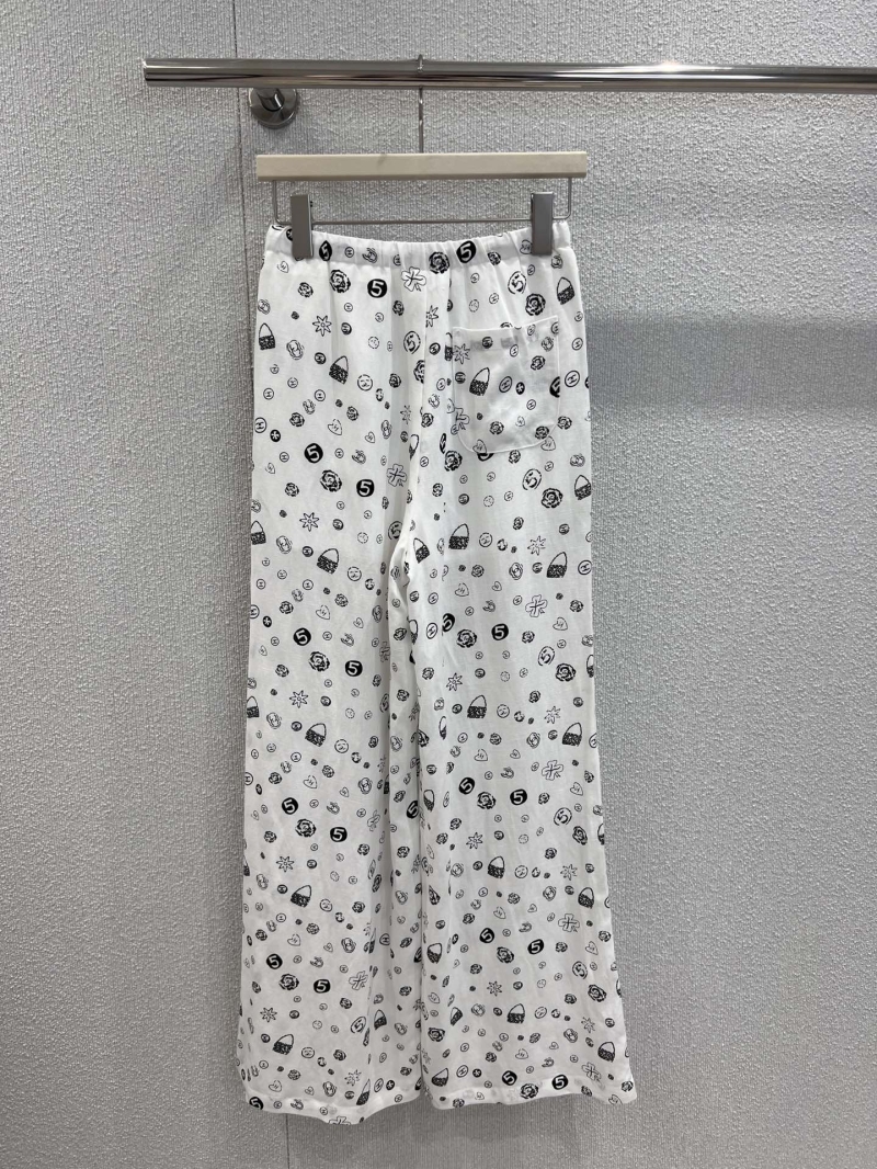 Chanel 25SS Spring Summer Tencel Linen Printed Casual Pants - Exclusive Luxe Edition