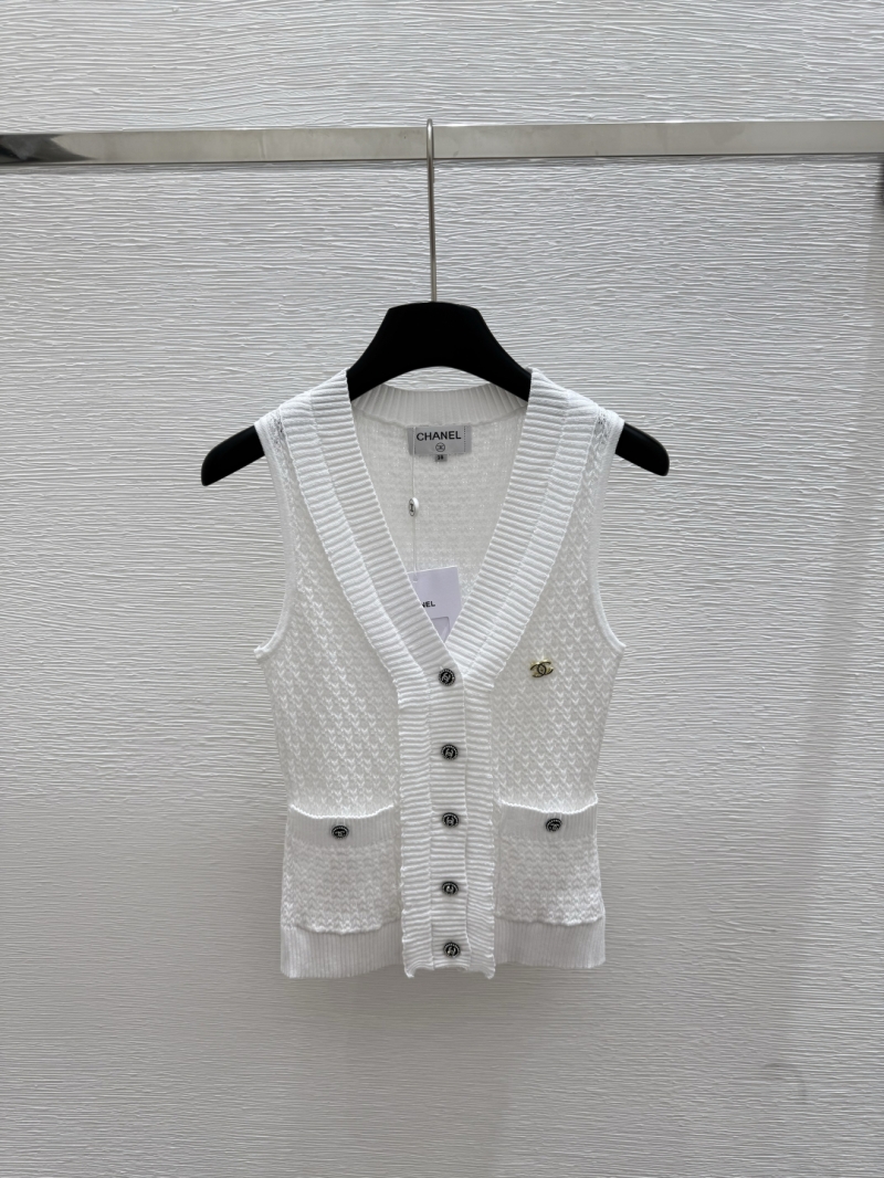 Chanel Elegant Knitted Button-Up Vest - Summer Luxe Collection