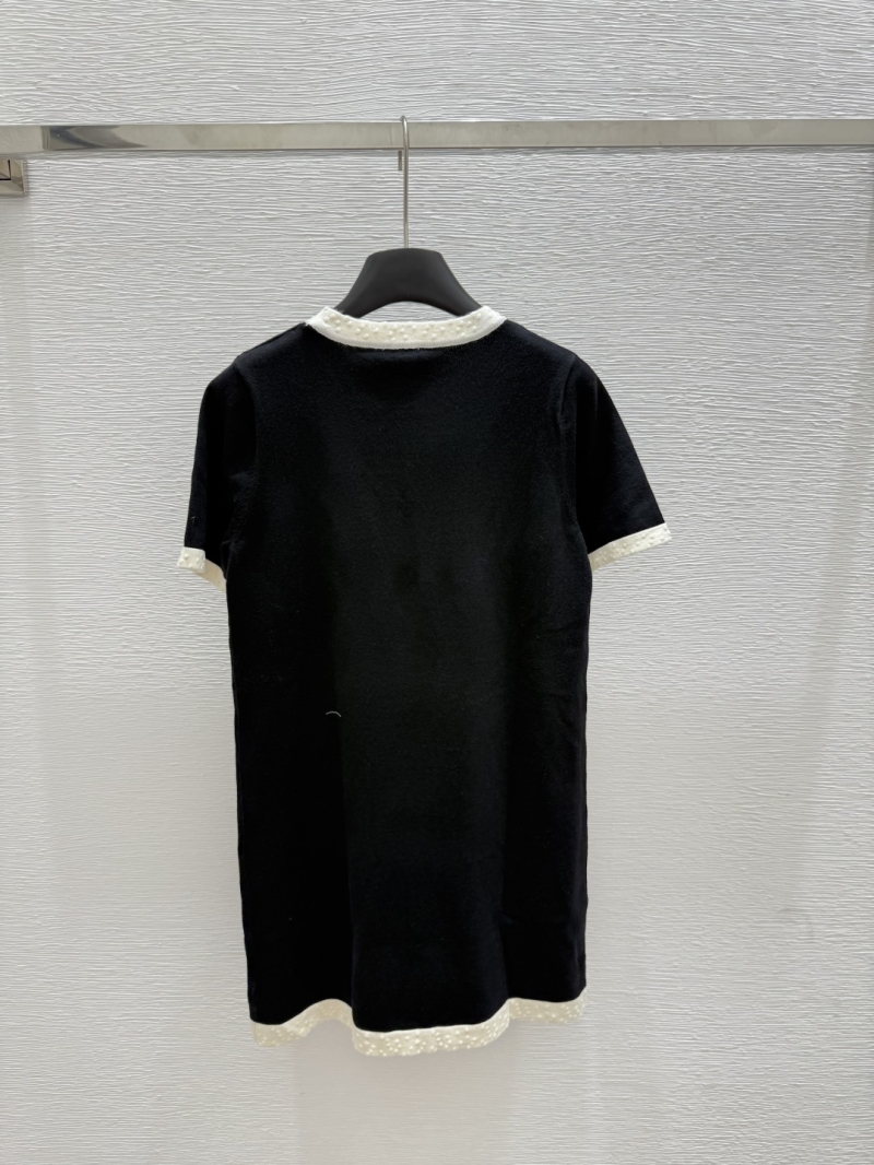 Chanel Luxe Wool Round-Neck Knitted Short-Sleeve Dress