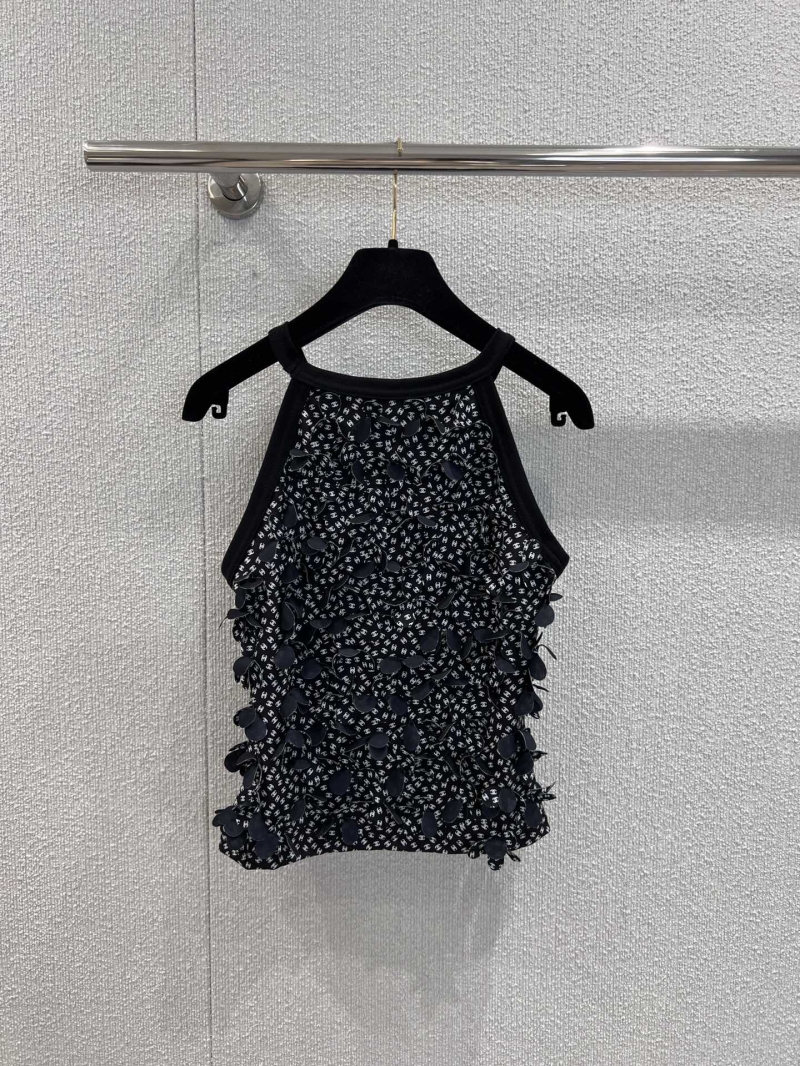 Chanel Black Petal Cut-Out Halter Tank Top - Luxe & Elegant