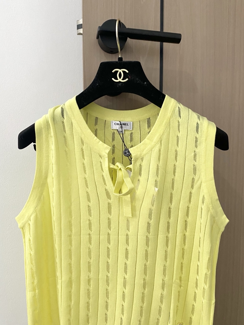 Chanel Three-Color Vest - Luxe Breathable Yellow with Logo Accent