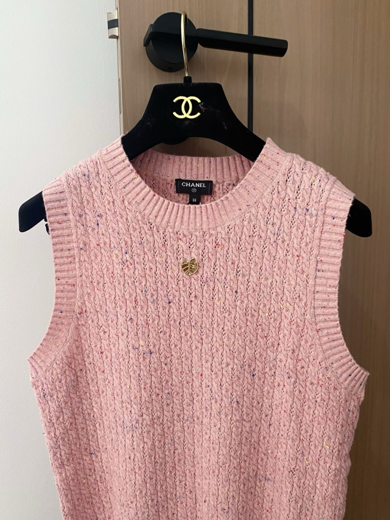 Chanel Pink Vest - Breathable Luxe Top with Logo Accent