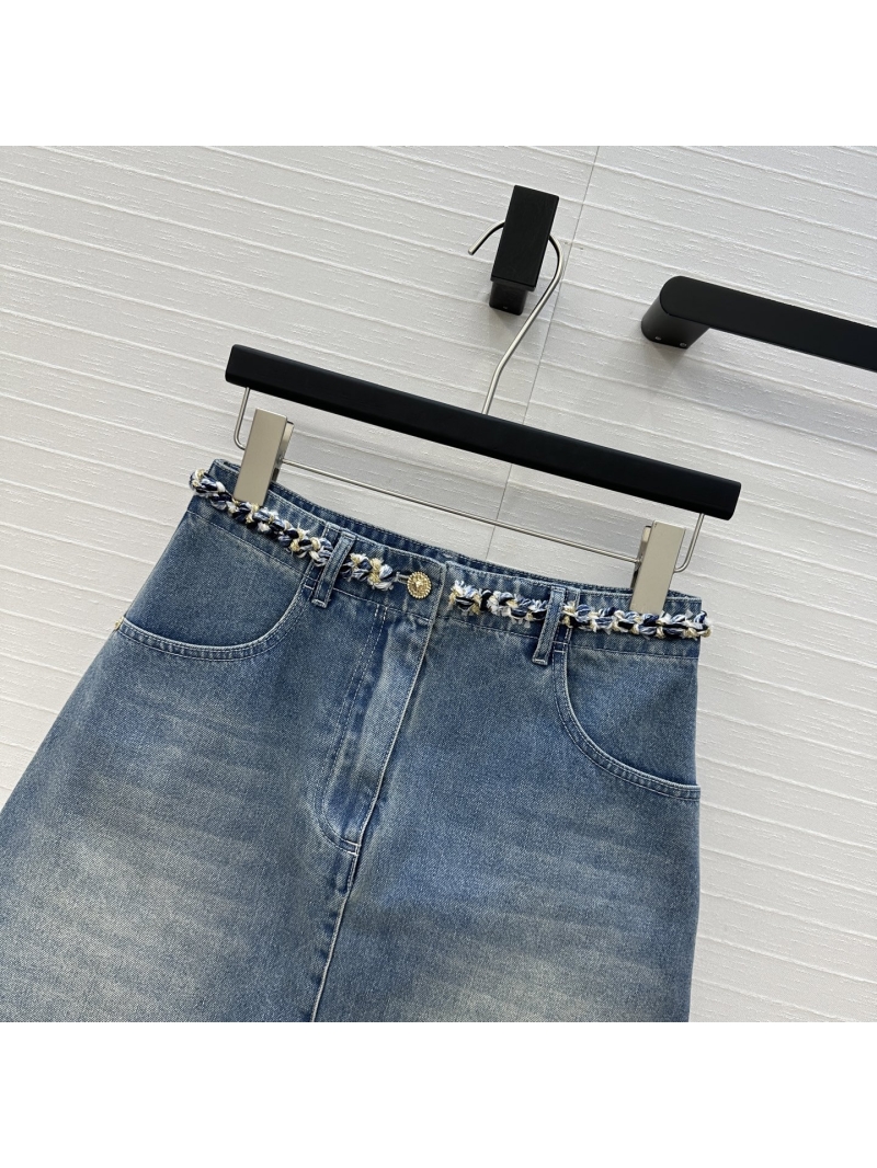 Chanel Coco Girl 25C Denim A-Line Mini Skirt - Vintage Wash Luxe Style