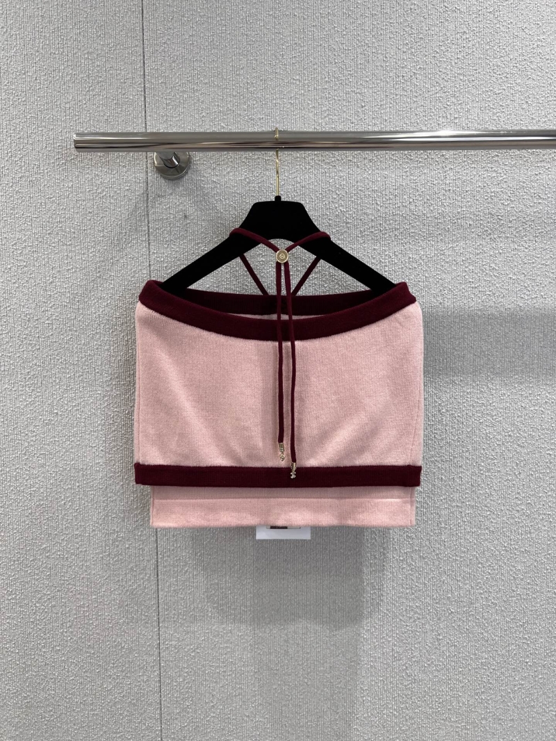 Chanel Handcrafted Halter Crop Top in Pink - Luxe Contrast Design