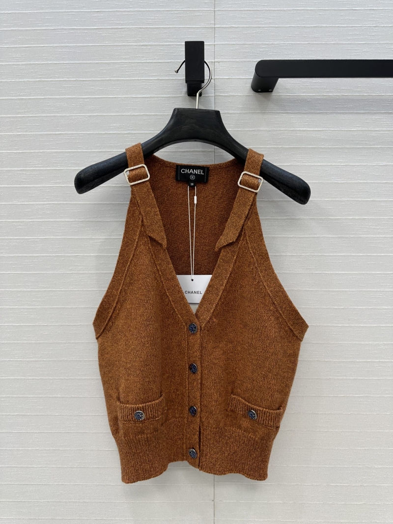 Chanel 25A Series Mixed Yarn Knitted Vest in Caramel - Luxe French Court Style