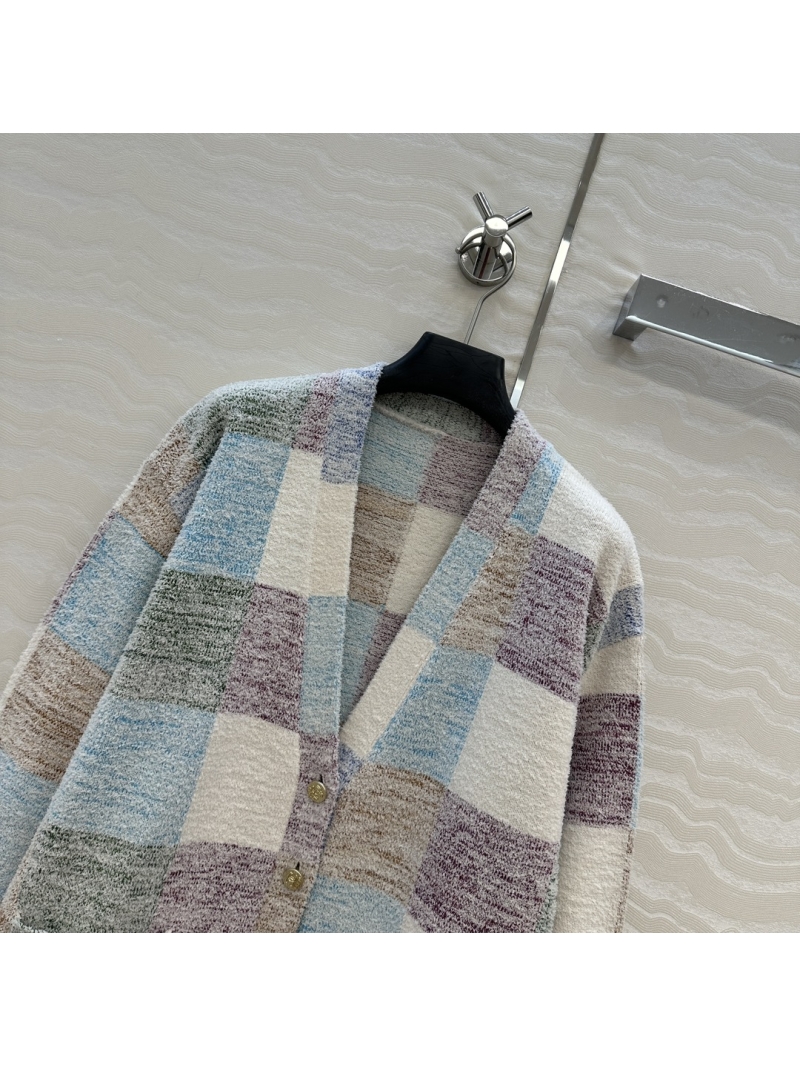 Chanel Coco Girl V-Neck Cardigan Jacket Light Blue - Luxe Gradient Plaid
