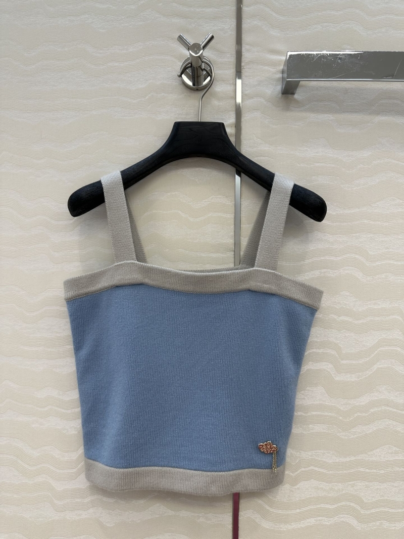 Chanel Luxe Cashmere Colorblock Camisole in Grey-Blue