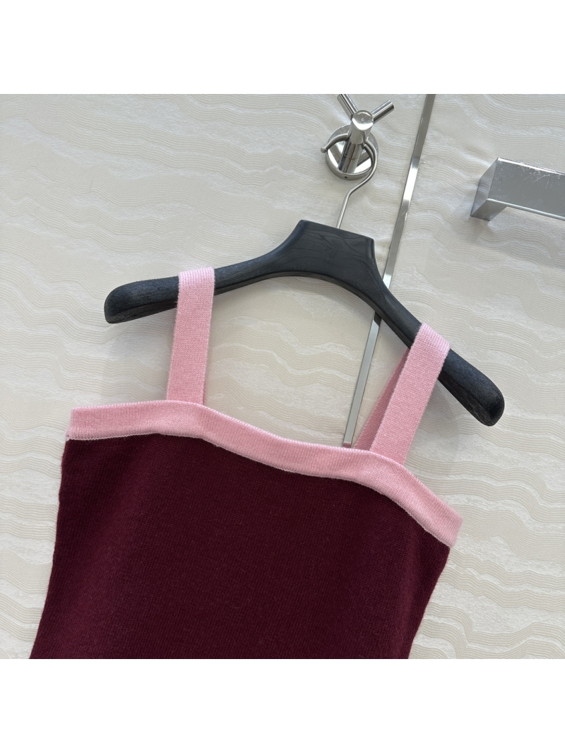 Chanel Luxe Cashmere Colorblock Camisole in Wine Red & Pink