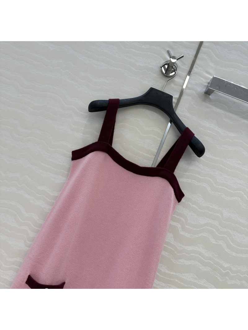 Chanel Luxe Cashmere Colorblock Camisole Dress in Pink