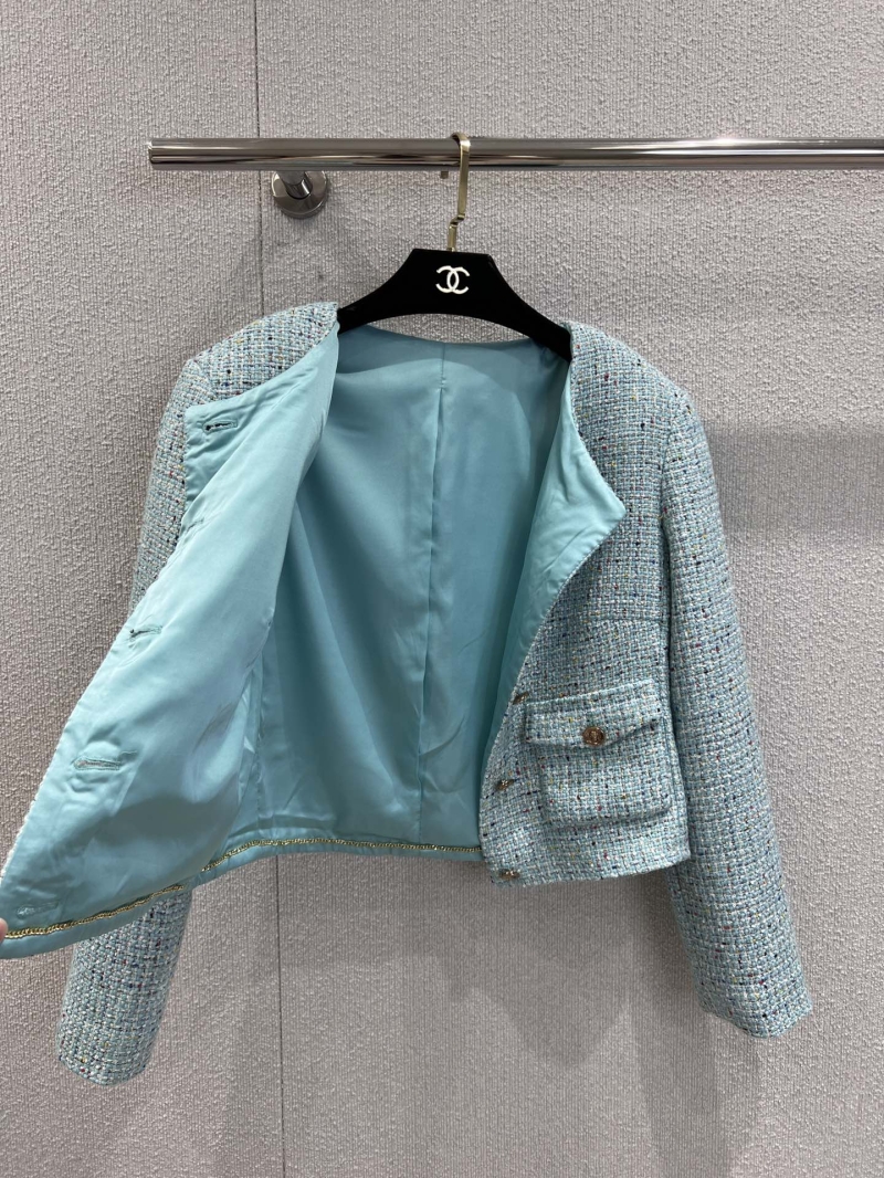 Chanel Peacock Green Tweed Jacket - Luxe Retro Elegance