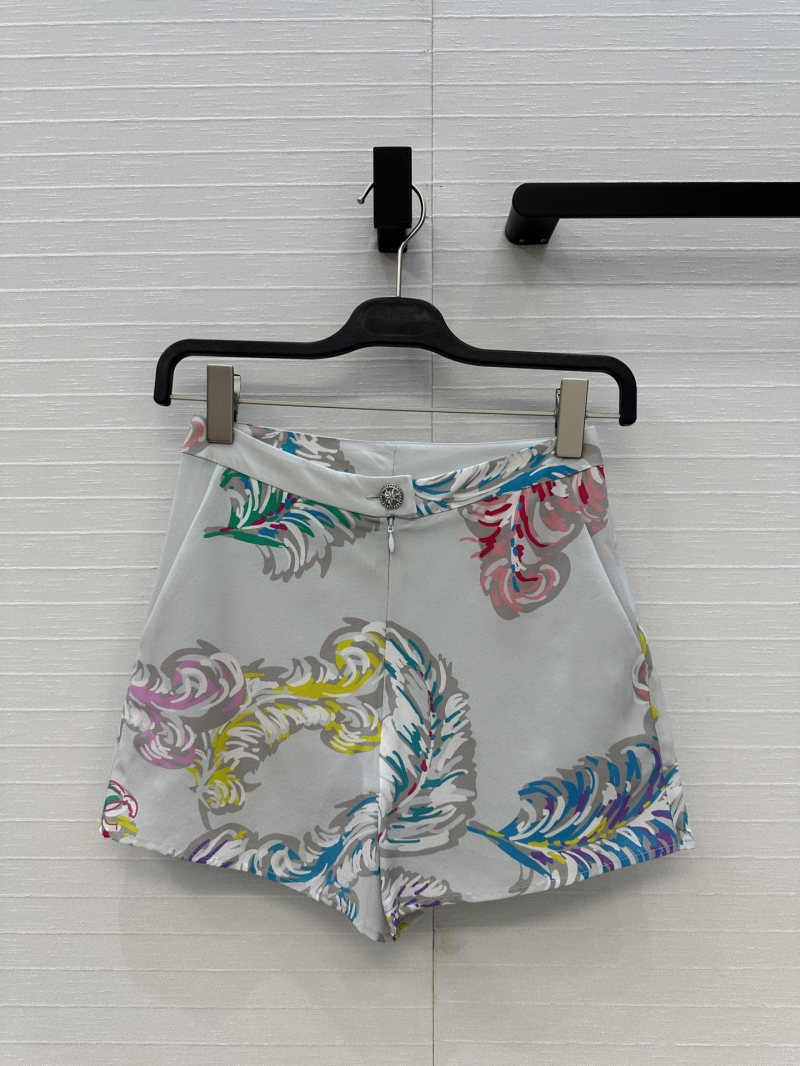 Chanel Luxe Silk Feather Print Shorts - Vacation Vibes