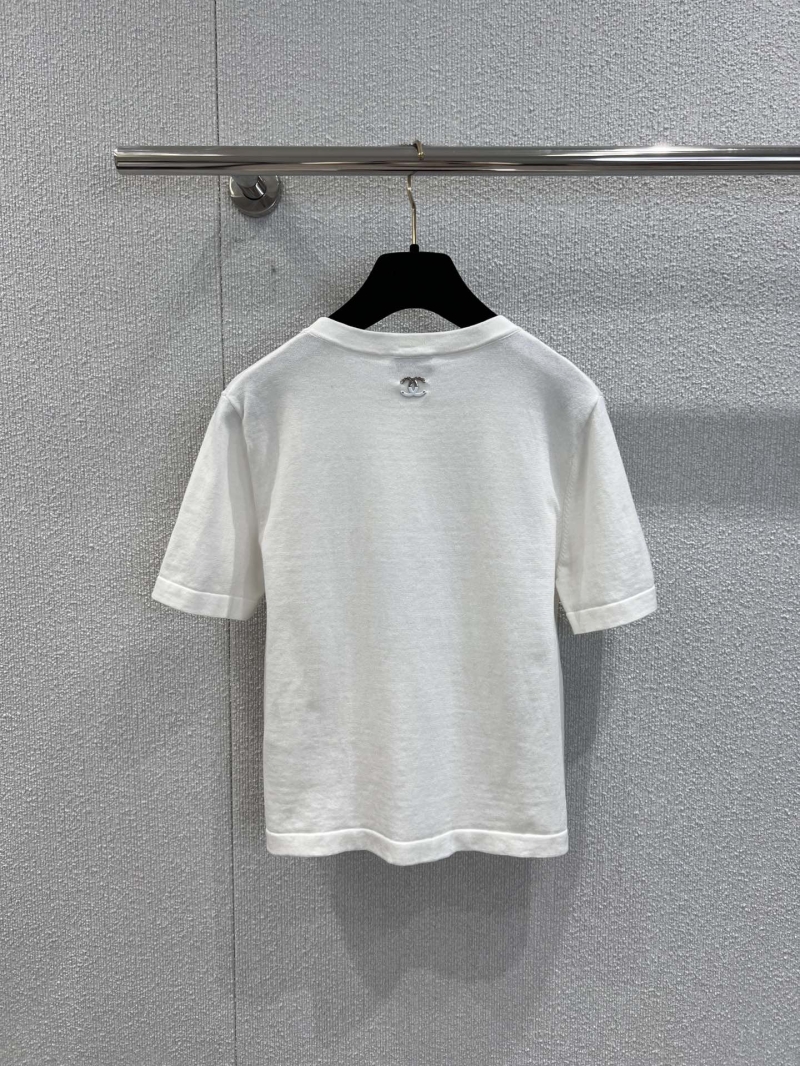 Chanel White Heart Cut-Out Knit Short Sleeve Top - Exclusive Luxe Design