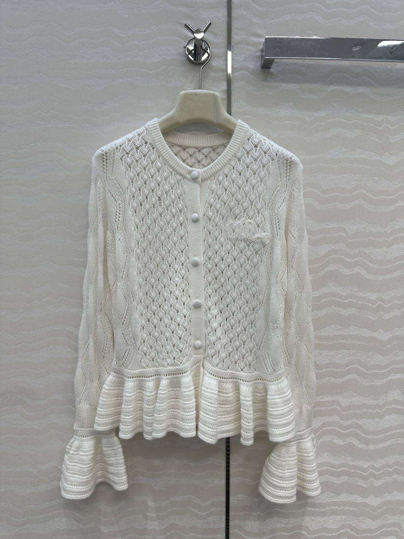 Chloe Court-Style Elegant Round Neck Cardigan Jacket in White