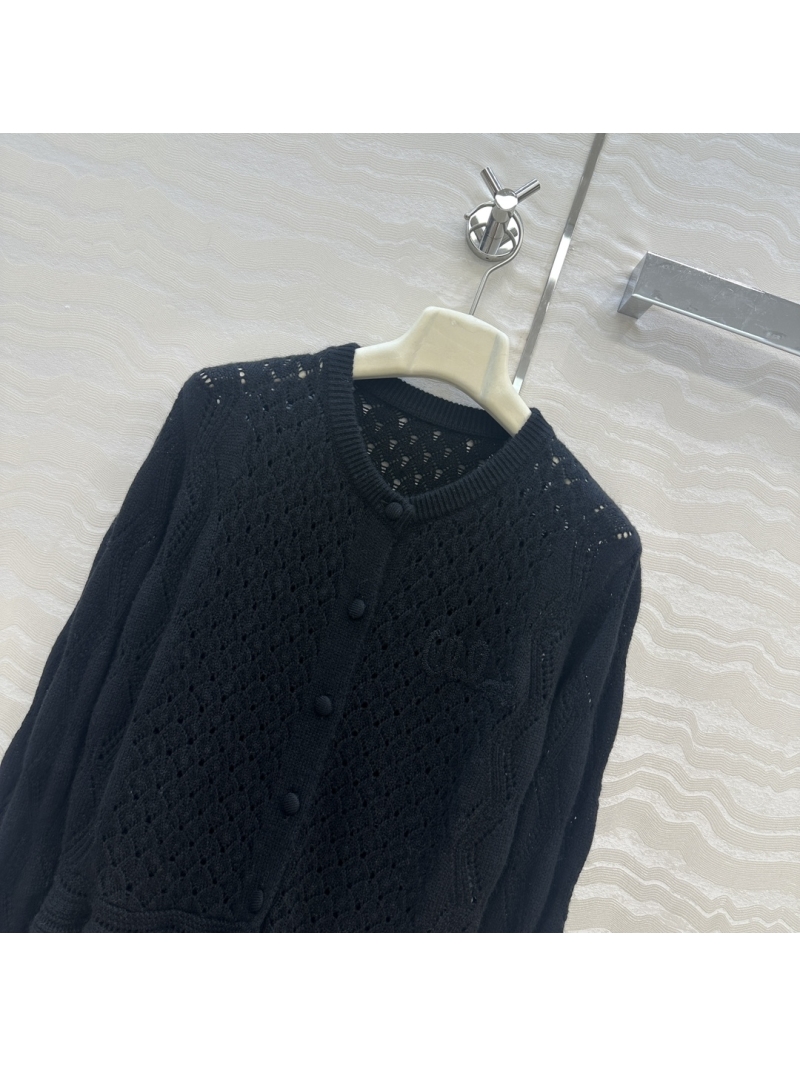 Chloe Luxe Court-Style Round Neck Open Front Cardigan in Black