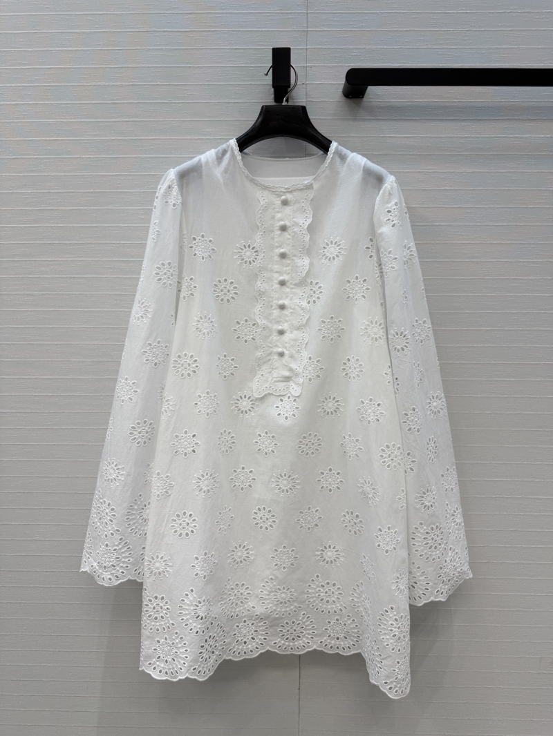 Chloe Silk-Cotton Broderie Anglaise White Mini Dress