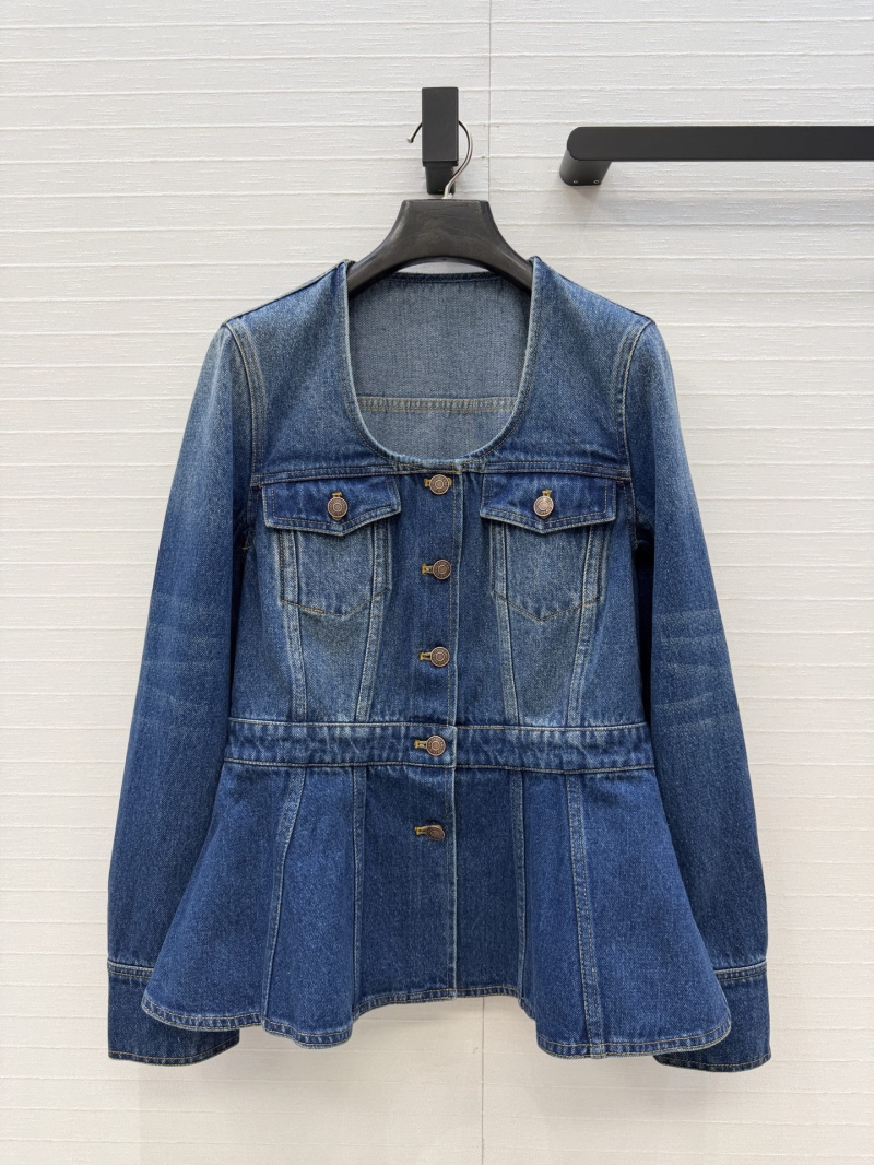 Chloe Retro Washed Blue French-Style Peplum Denim Jacket