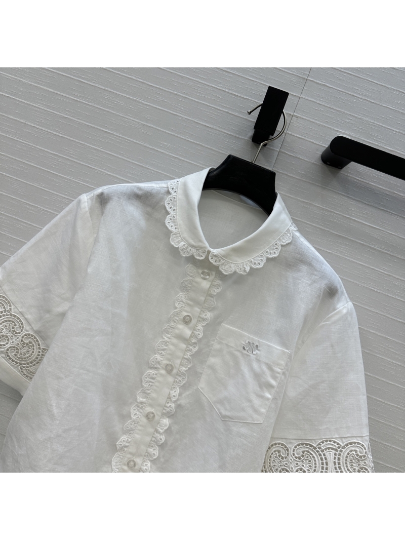 Celine Limited Edition Lace Doll Collar Cotton-Linen Shirt