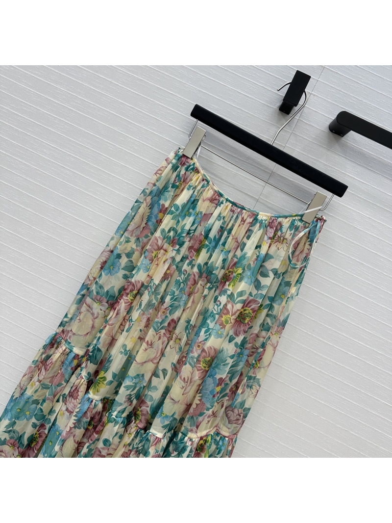 Exclusive Chloe 25 Early Spring Rose Peony Chiffon Maxi Skirt