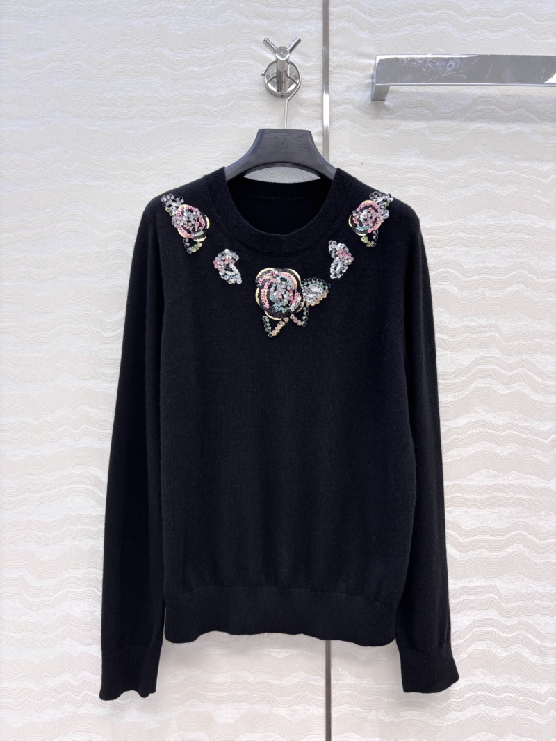 Chanel Coco25a Atelier Exclusive Hand-Beaded Cashmere Blend Sweater - Black & Gold