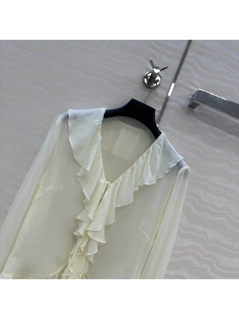 Exclusive Retro Couture Silk Blouse with Lace Detailing