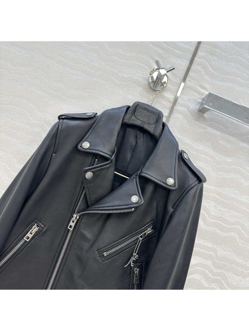 Coach Unisex Dinosaur Pendant Biker Jacket in Luxe Black New Zealand Lambskin