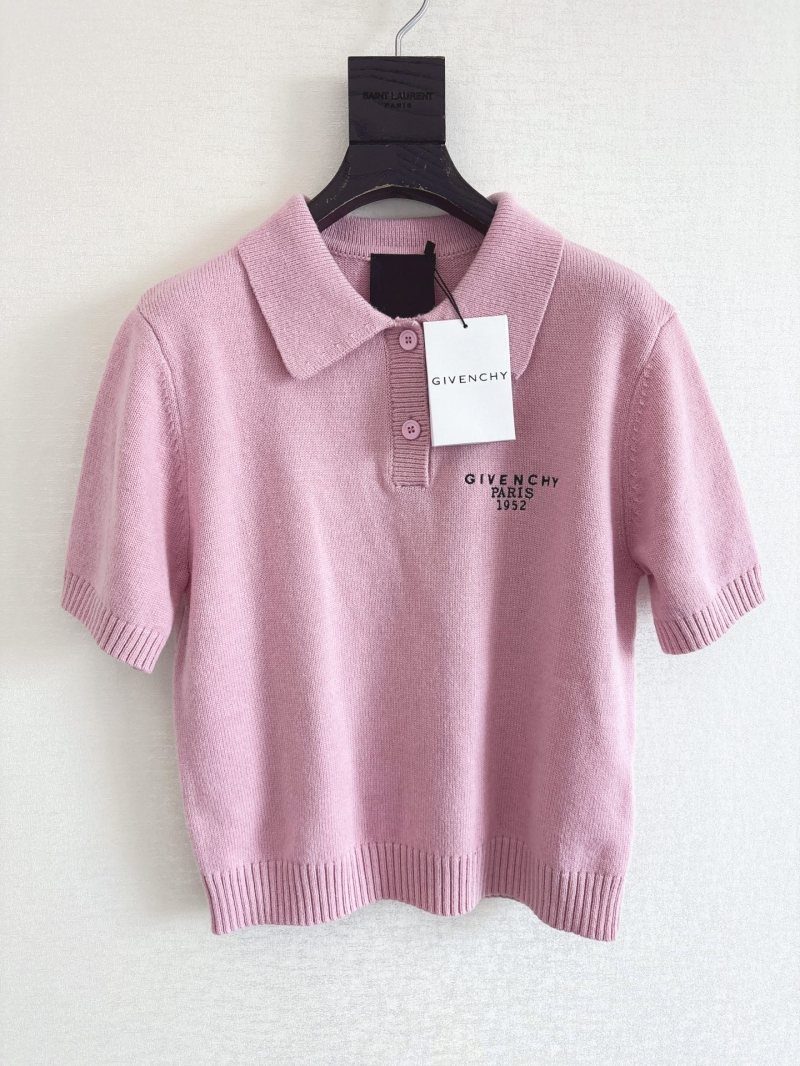 Givenchy Cashmere Polo Shirt - Luxe Short Sleeve Top in Navy, Yellow, or Pink