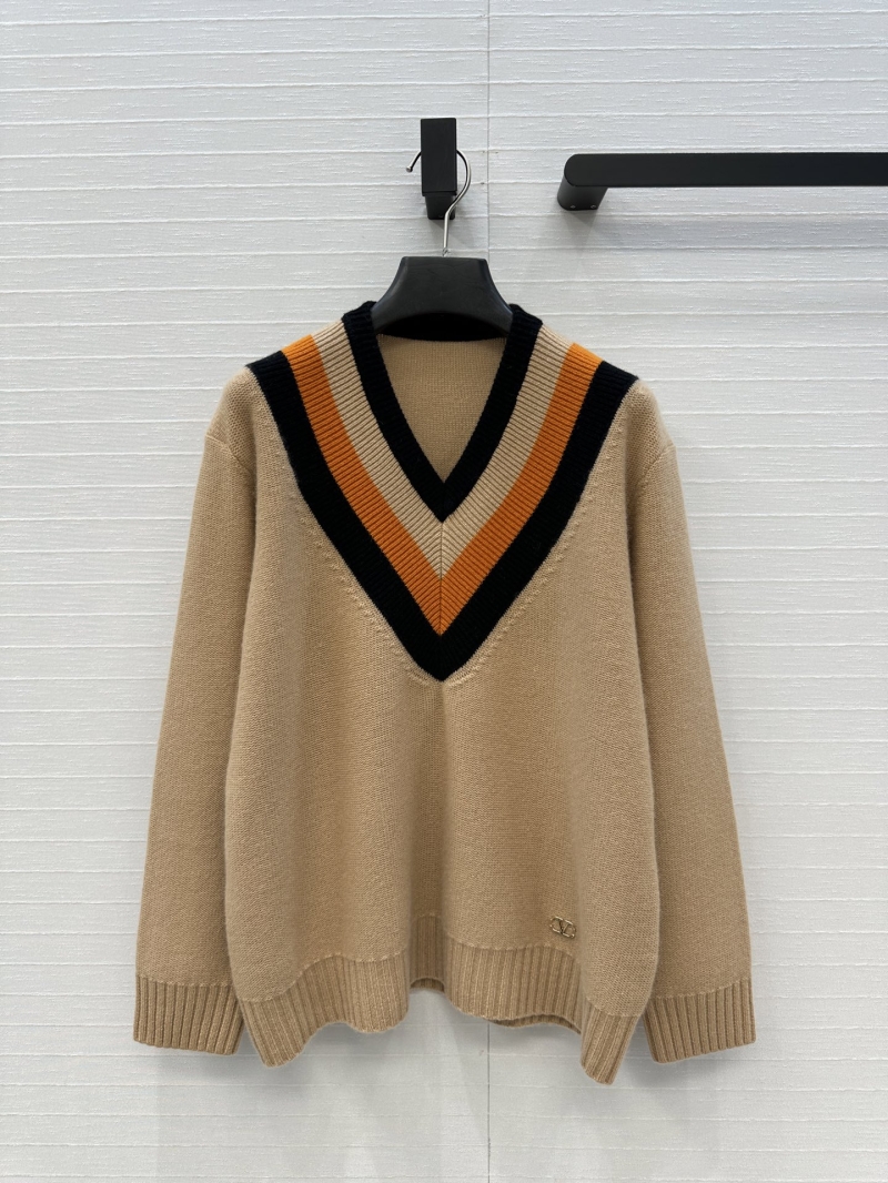 Valentino Cashmere V-Neck Color-Block Sweater – Vintage Collegiate Style