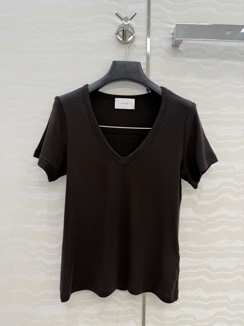 The Row Lyocell Wool Blend Minimalist Slim-Fit V-Neck T-Shirt