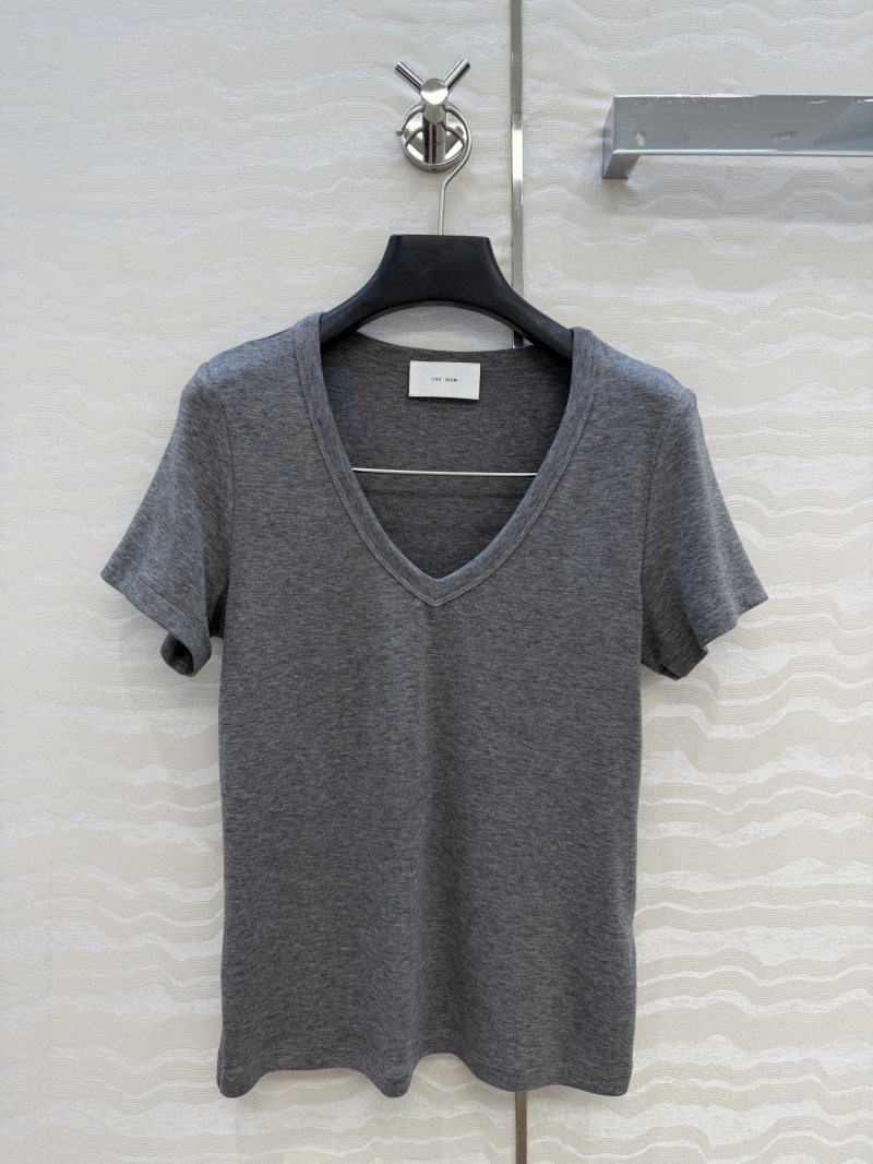 The Row Sumptuous Lyocell Wool Blend V-Neck Slim-Fit T-Shirt in Grey