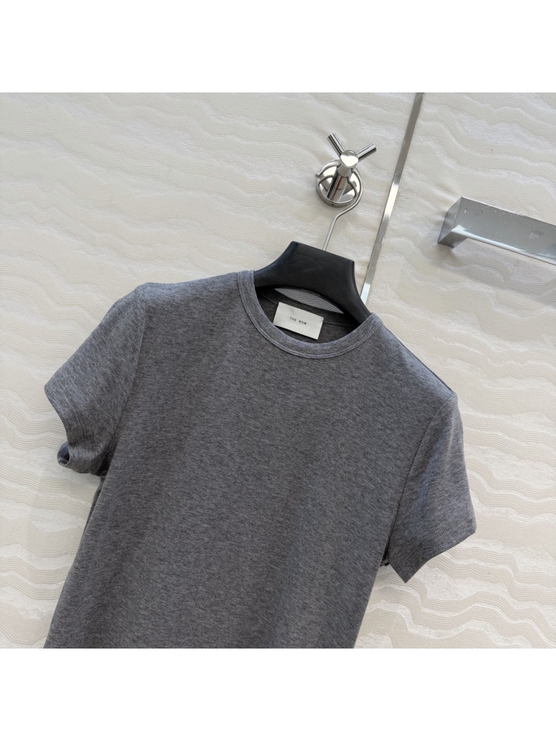 The Row Signature Lyocell-Wool Minimalist Slim-Fit T-Shirt in Heather Grey