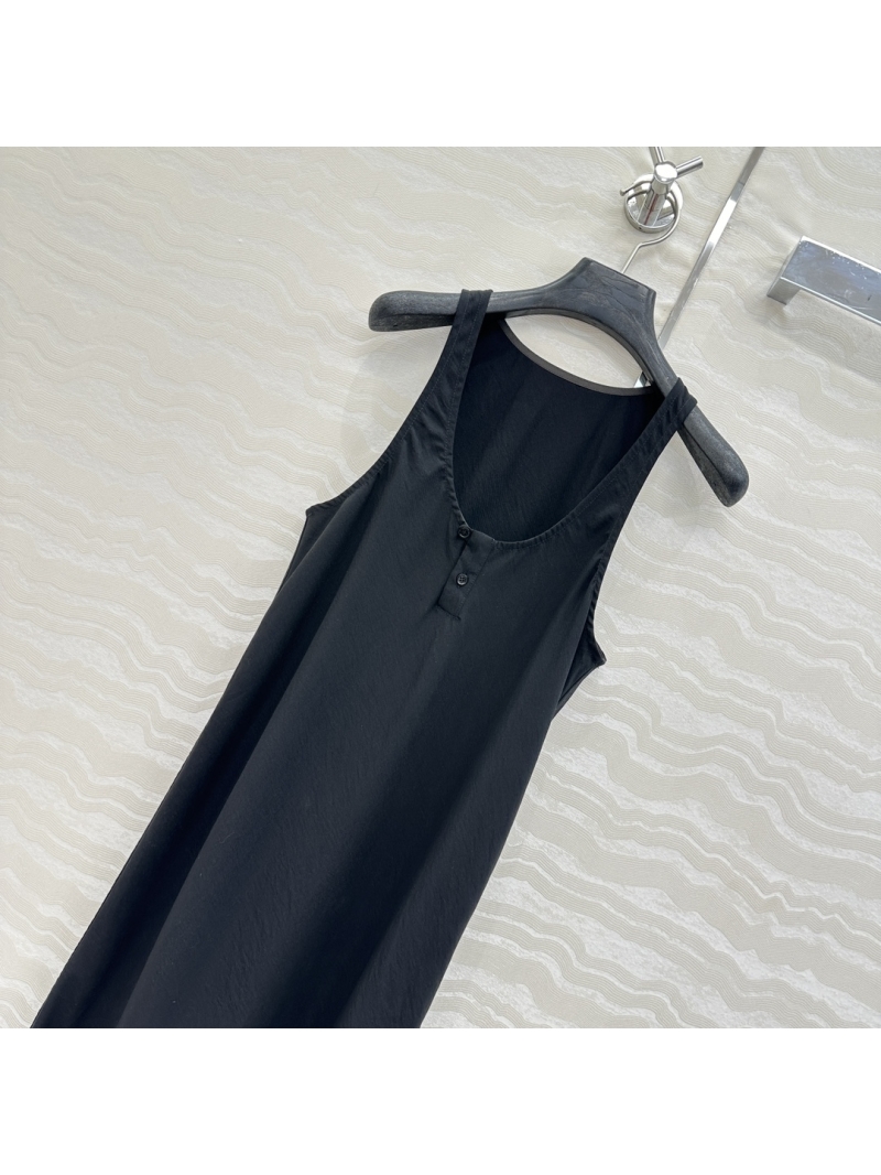 LEMAIRE Lyocell Dry Silk Minimalist Sleeveless Maxi Dress in Black