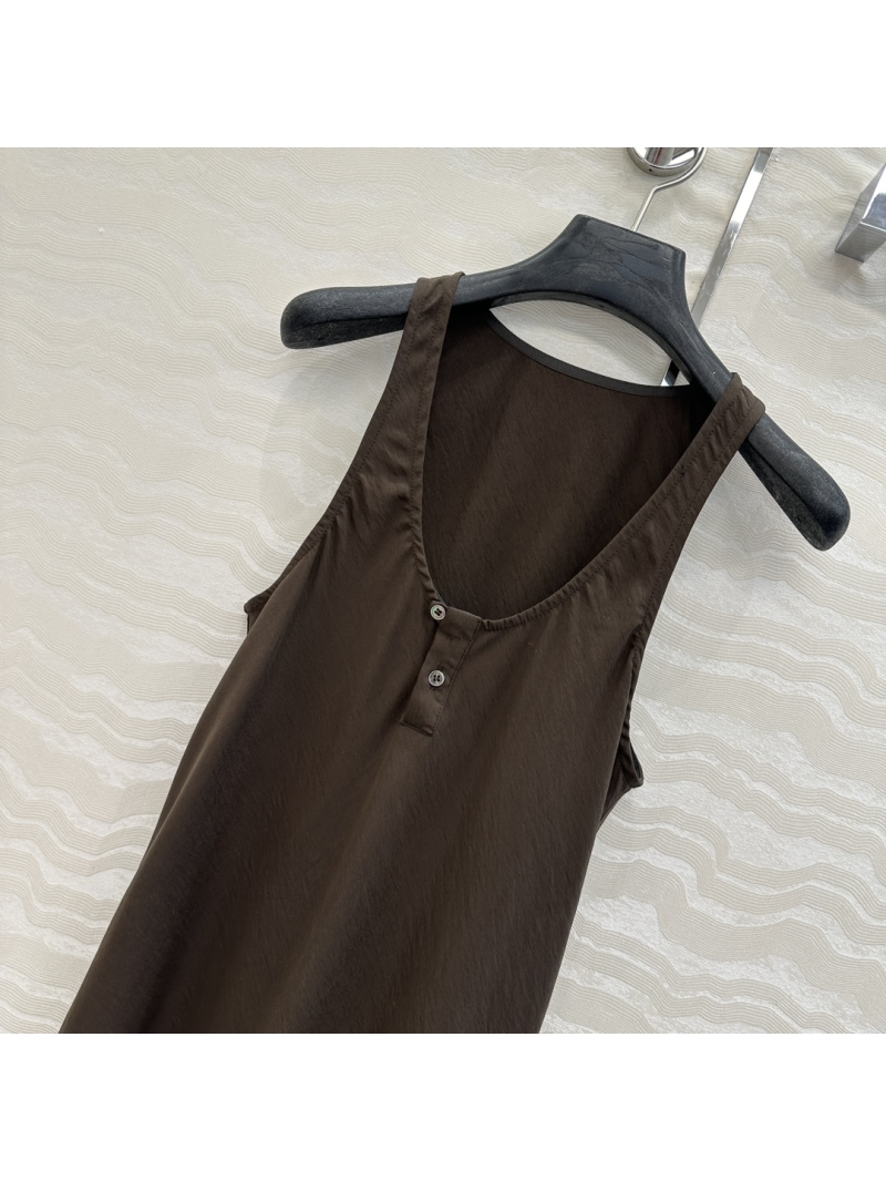 LEMAIRE Lyocell Dry Silk Minimalist Bias-Cut Maxi Dress in Espresso Brown