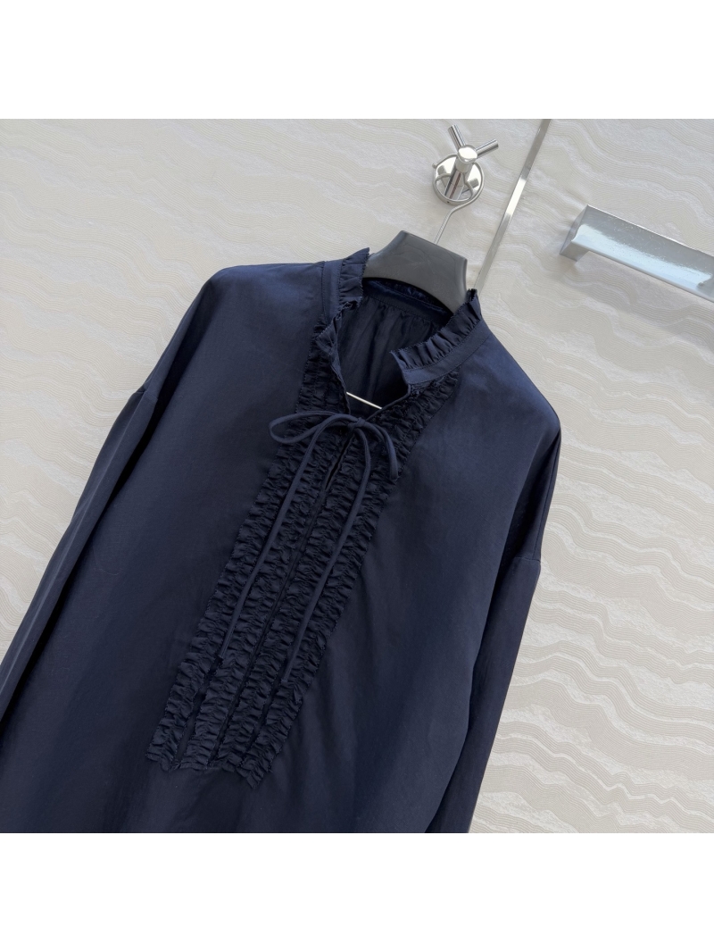 The Row 100% Imported Linen Ruffled Wood-Ear Resort Blouse in Minimalist White