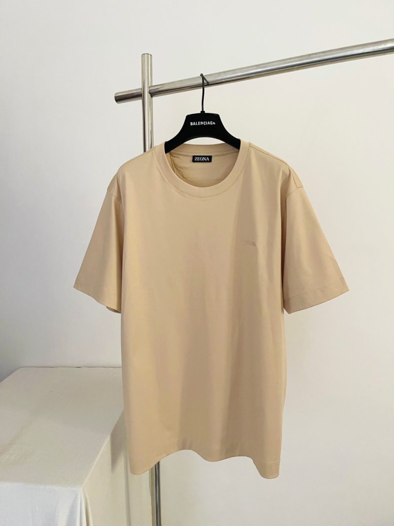 Zegna Signature Embroidered Logo T-Shirt 4 colors - Premium Cotton-Silk Blend, Quiet Luxury Aesthetic, Men's Classic Fit Essential