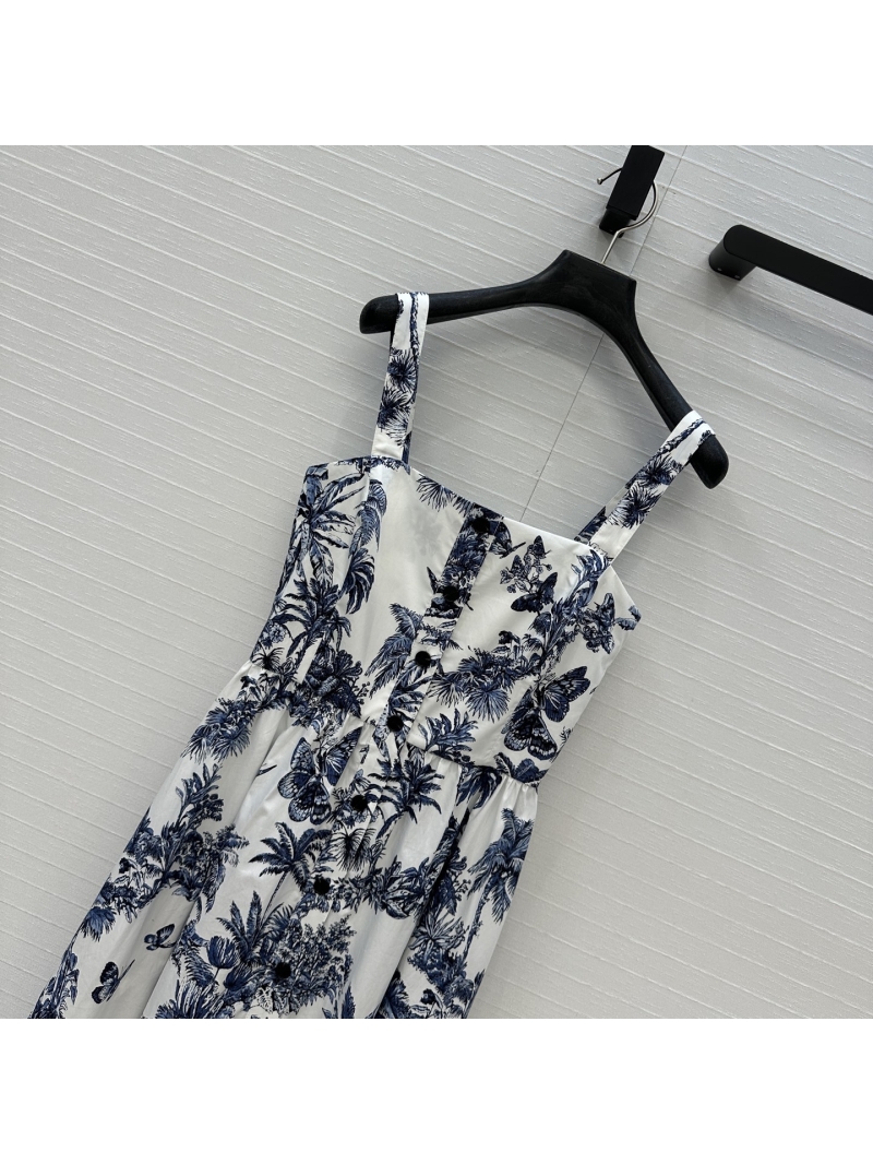 Dior Limited Edition Butterfly Palm Print Strapless Dress