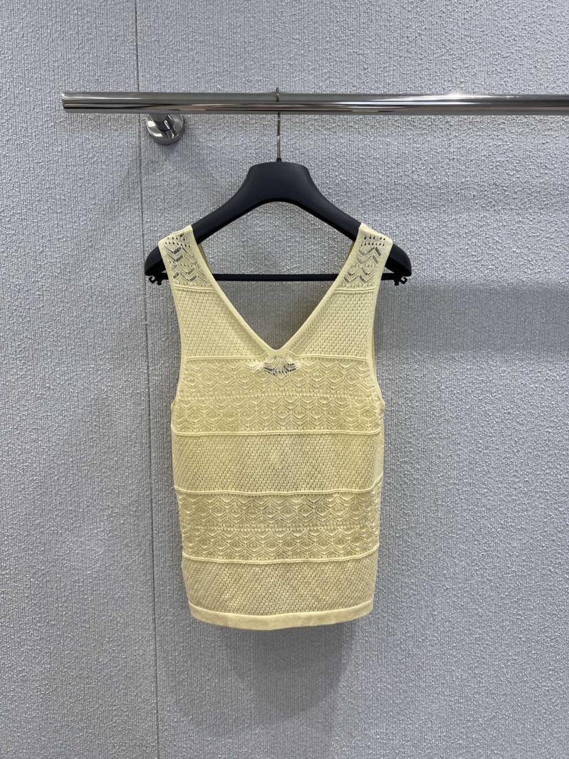 Dior Yellow Hollow-Out Knitted Vest - Luxe Spring Summer Exclusive