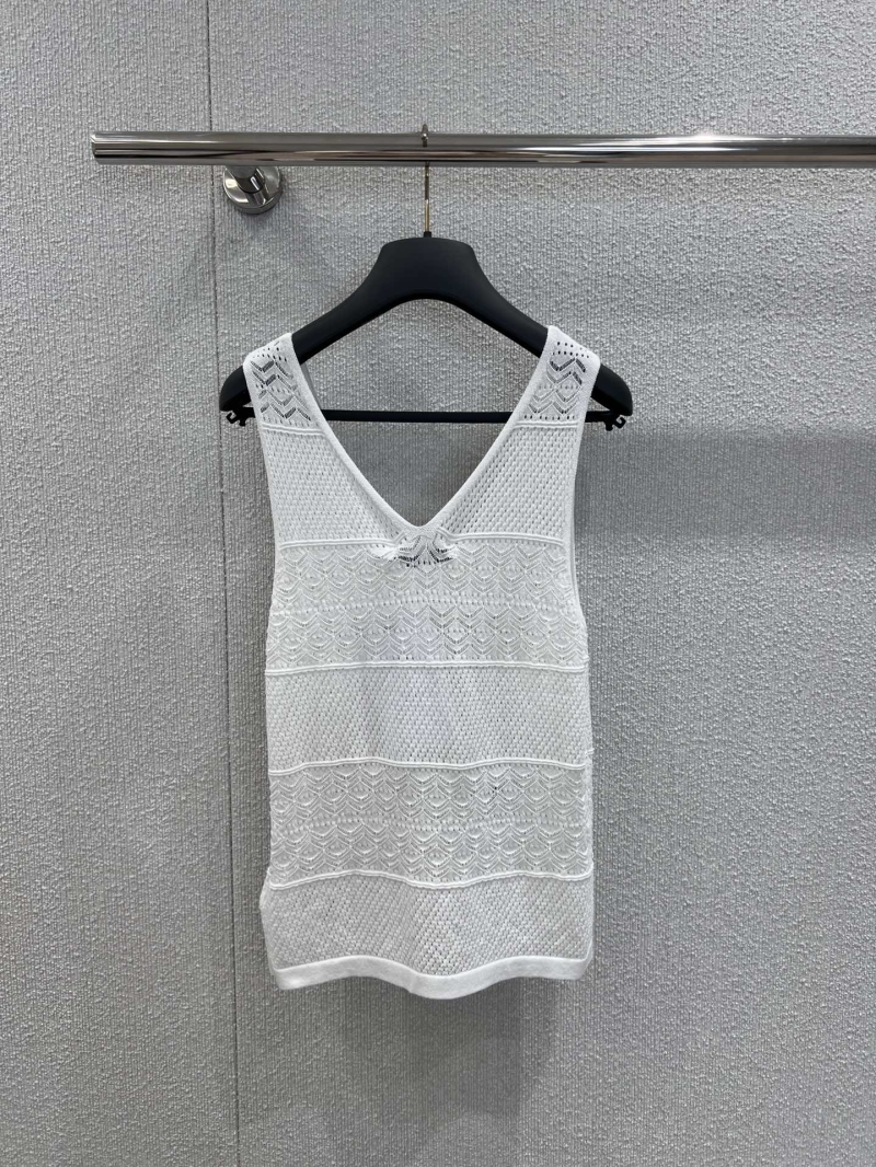 Dior Spring-Summer Exclusive Hollow-Out Knitted Vest - Luxe Silk-Wool Blend V-Neck