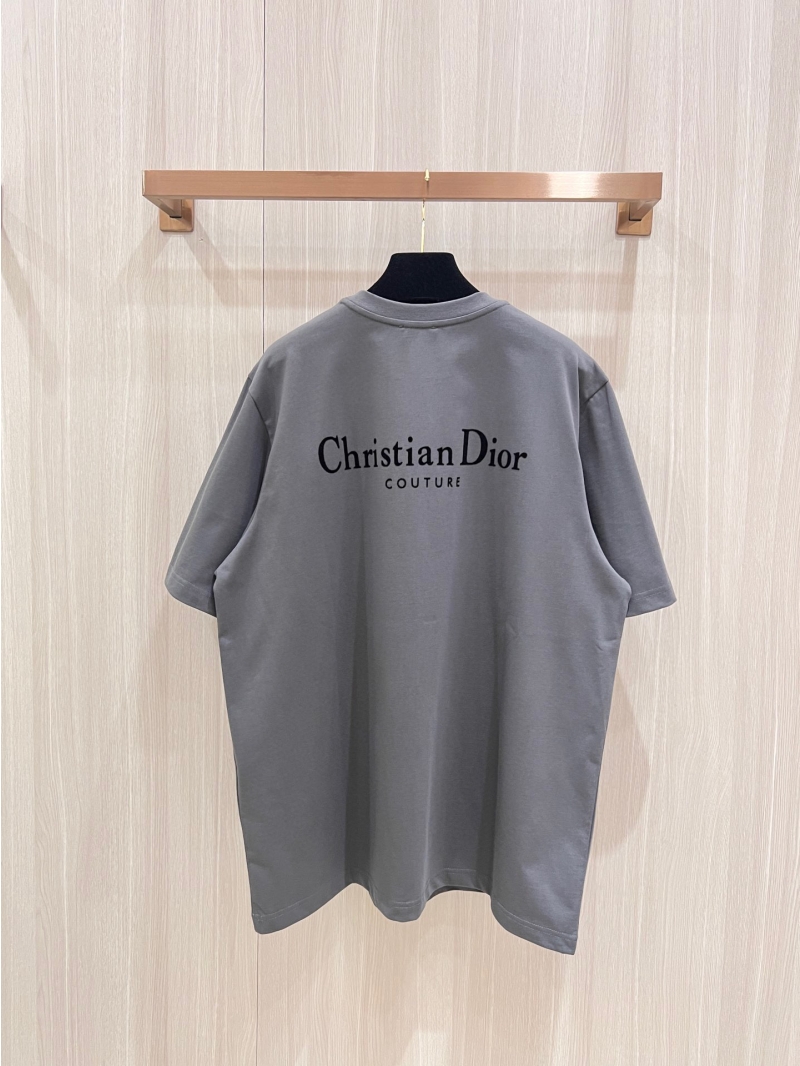 Dior Luxe Flocked Circle Letter Short Sleeve T-Shirt