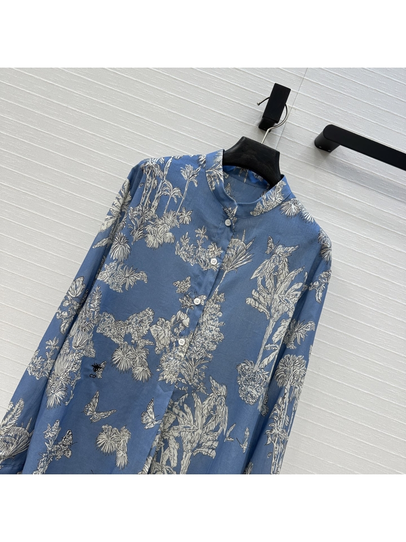 Dior Spring-Summer Resort Navy Coconut Print Shirt - Luxe Silk-Cotton Elegance