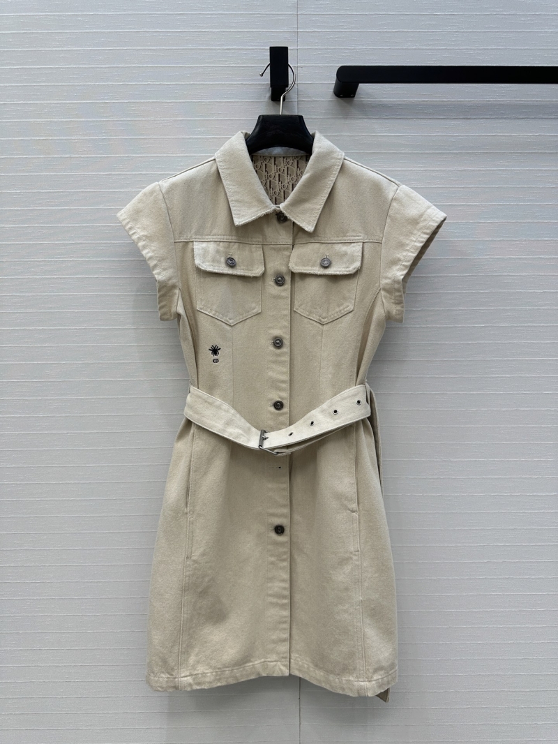 Dior 25SS Beige Denim Dress with Metal Belt Buckle - Luxe & Chic