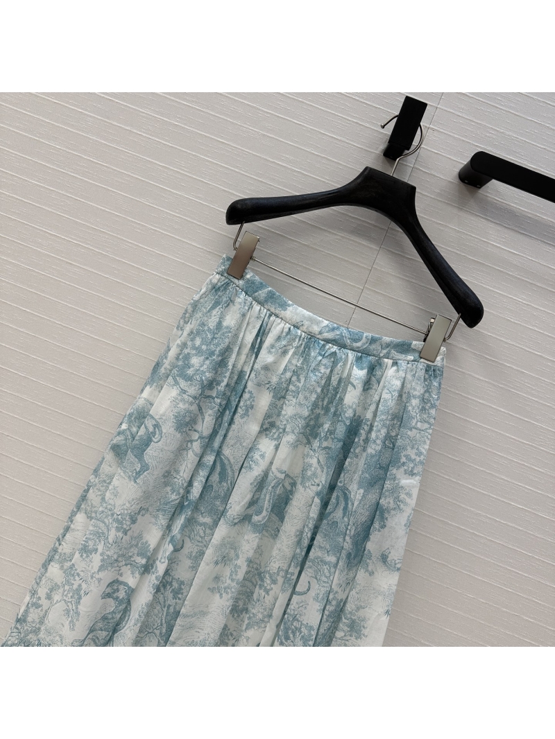 Dior Sauvage Josette Print Long Midi Skirt in Pale Green - Luxe Elegance