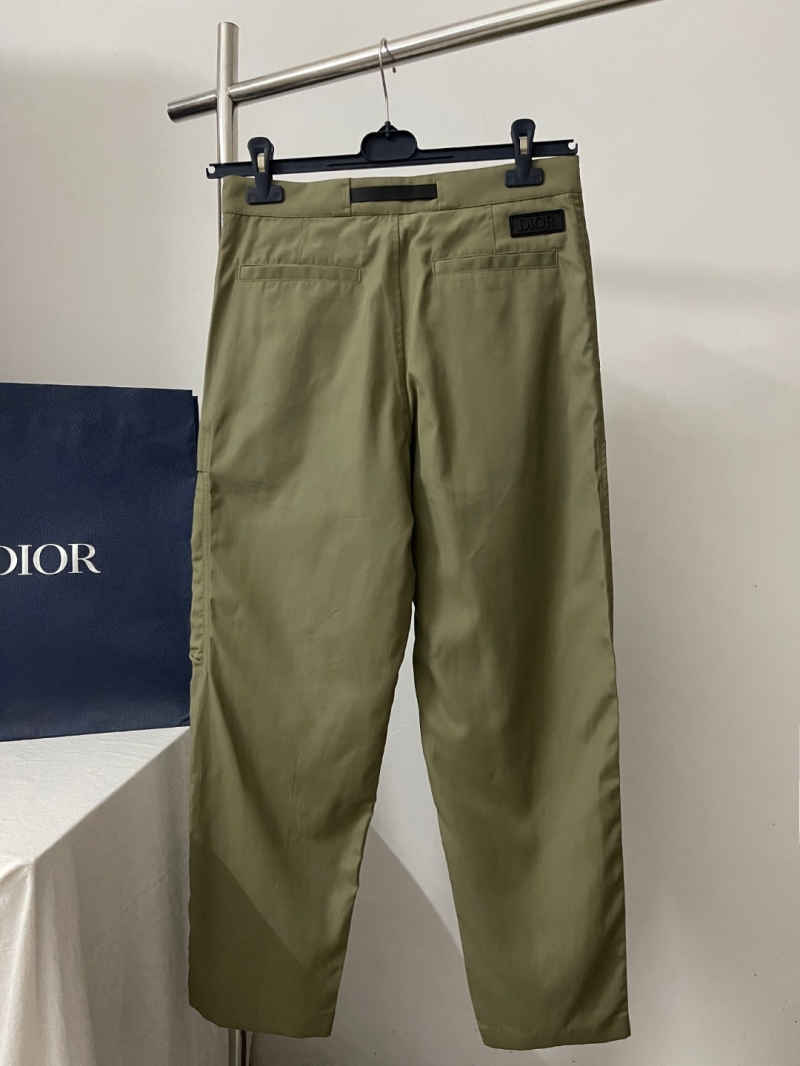 Dior Luxe Military Green Metal-Buckle Woven Pants