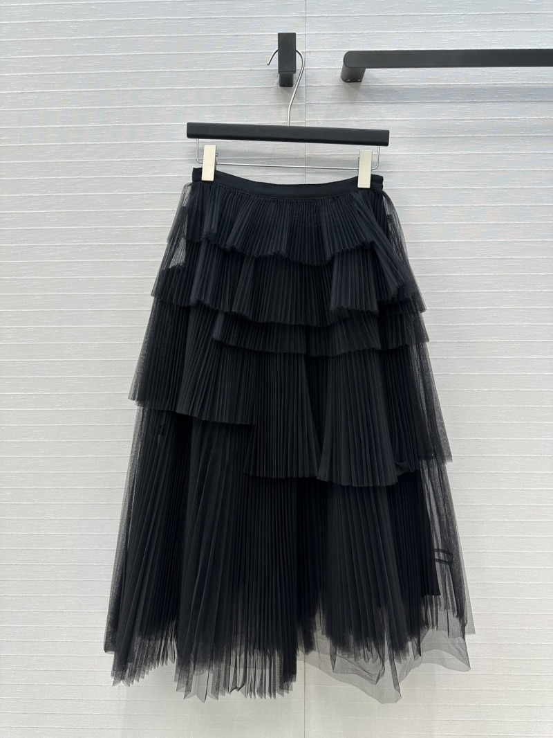 Dior Exclusive Black Tulle Skirt - Elegant Asymmetrical Pleated Design