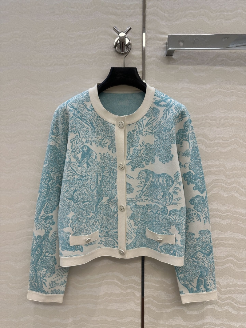 Dior Miss Dior Riviera Jungle Knit Cardigan in Pale Green - Elegant Short Jacket