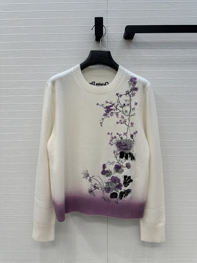 Dior Early Autumn Peony Embroidery Cashmere Sweater - Luxe Elegance